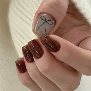 美拉德蝴蝶結美甲